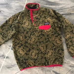 Patagonia Green Floral Jacket With Pink Accents